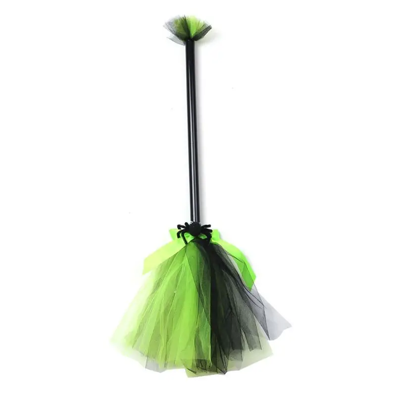 

Halloween Witch Broomstick Realistic Wizard Spider Tulle Flying Broom Cosplay