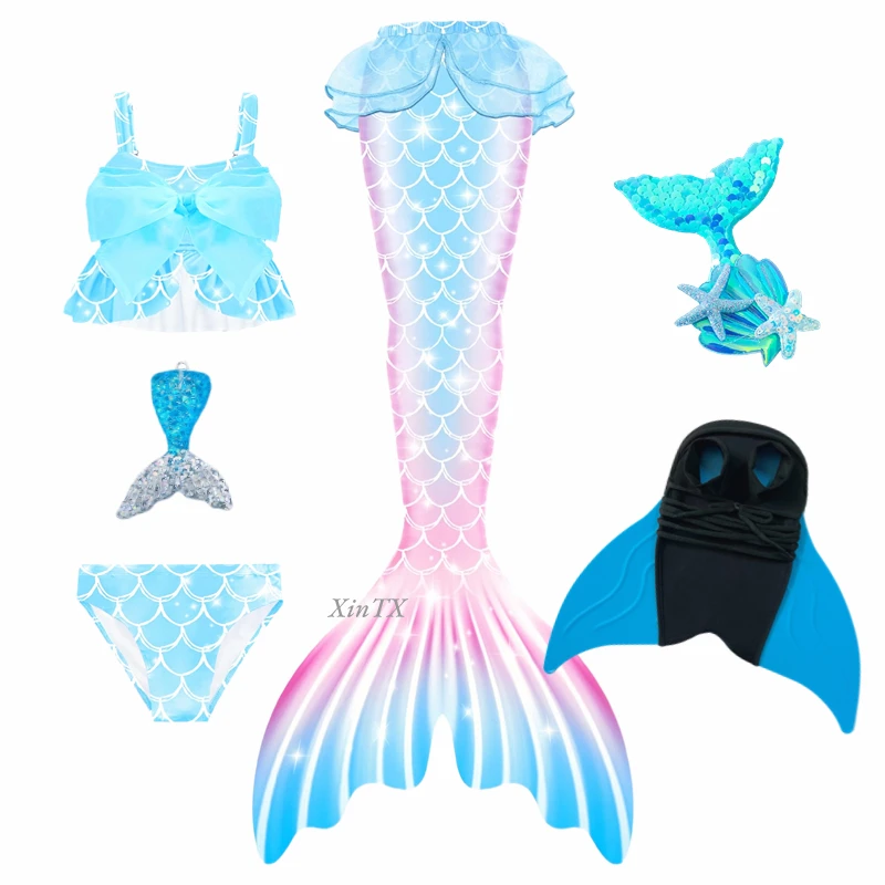 

Kids Mermaid Tails Swimsuit Kids Swimming Cosplay Costumes Halloween Little Mermaid Girls Swimsuit Bikini Set Bathing Suit