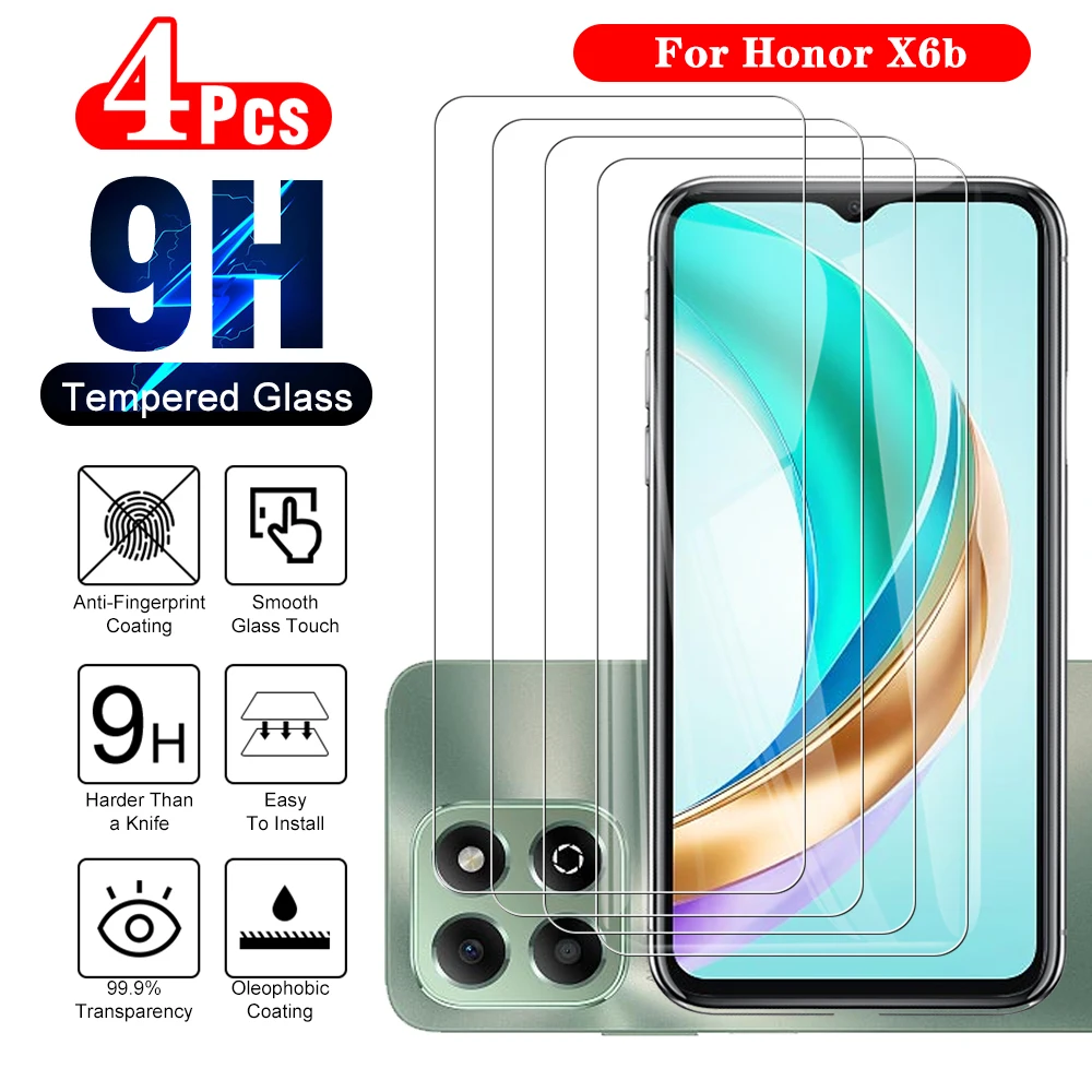 4 sztuki folii hartowanej do szkła ochronnego Honor X6b xonor X 6b X6 b JDY-LX1 JDY-LX2 2024 6 56 cala ochraniacza ekranu honorX6b