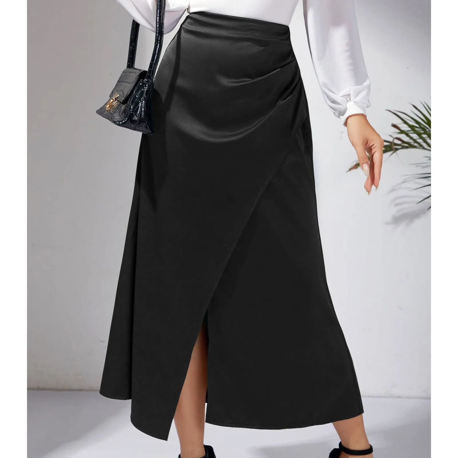 

Women Solid Color Long Skirts High Waist Bodycon Straigh Split Skirt Korean Fashion Elegant Skirts For Summer Autumn Harajuku