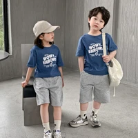 2022 fashion children clothes outfits kids shorts and tshirt top two piece clothing set korea baby girls boys cotton summer suit