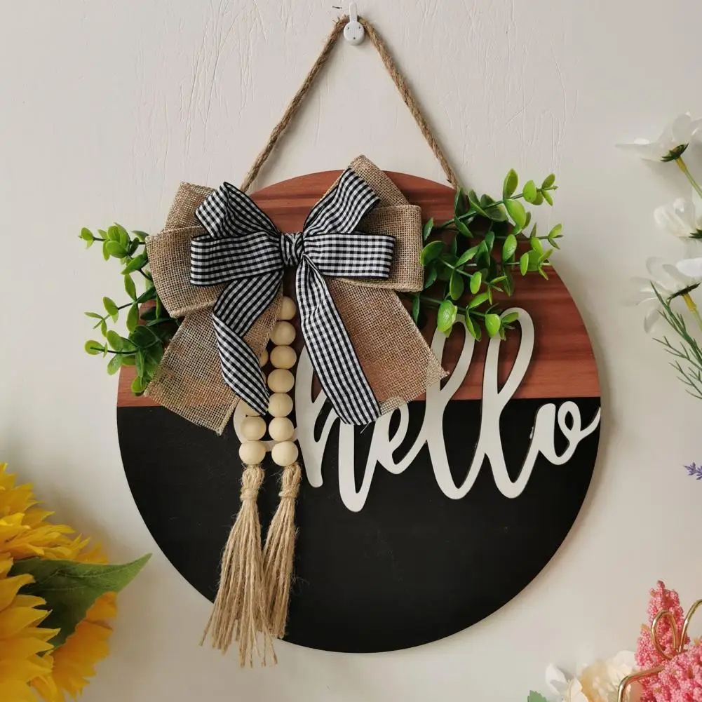 

Spring Themed Welcome Sign Charming Farmhouse Welcome Sign Rustic Beads Realistic Leaves Tassel Decor for Front for Farmhouse