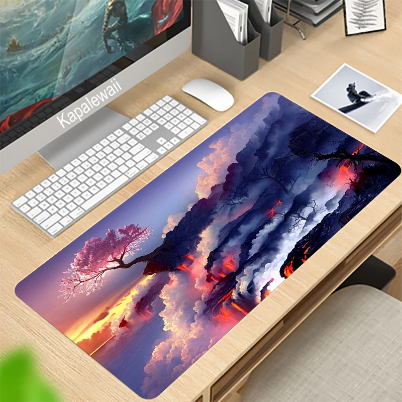 

Landscape Anime Cherry Blossoms Mousepad Computer Gamers Locking Lock Edge Carpet Mouse Pad 900x400 Keyboard PC Desk Pad Csgo