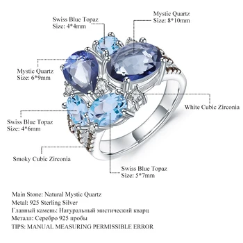 Swiss Blue Topaz Mystic Quartz Gemstone Ring - Luxury Fine Jewelry 6