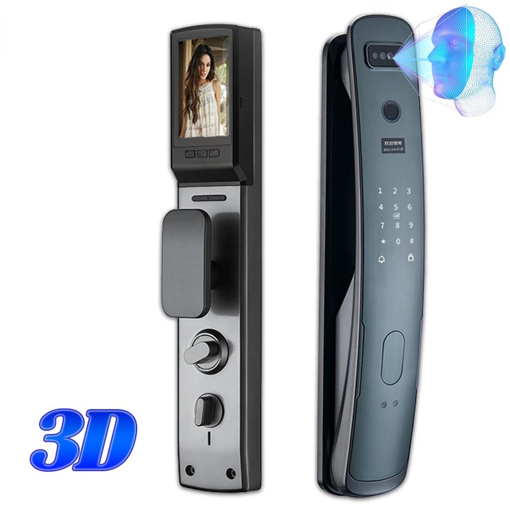 

3D Face Recognition Smart Lock Night Vision Fingerprint Password Card Key Automatic Unlock With Camera WiFi App