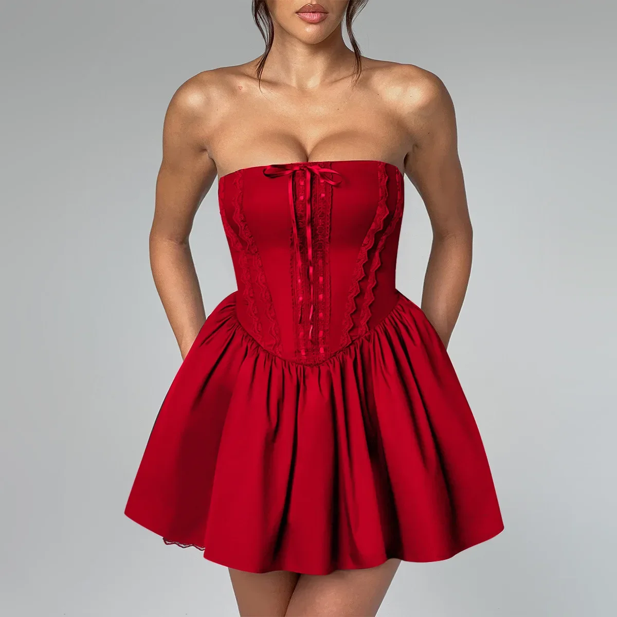 Женское летнее платье без бретелек Mingmingxi