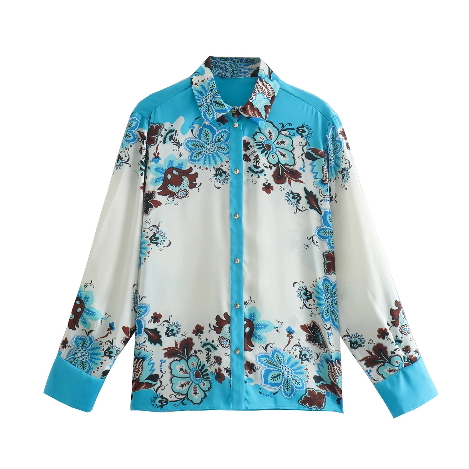 

Location print shirt, loose and slim, with a long sleeve top