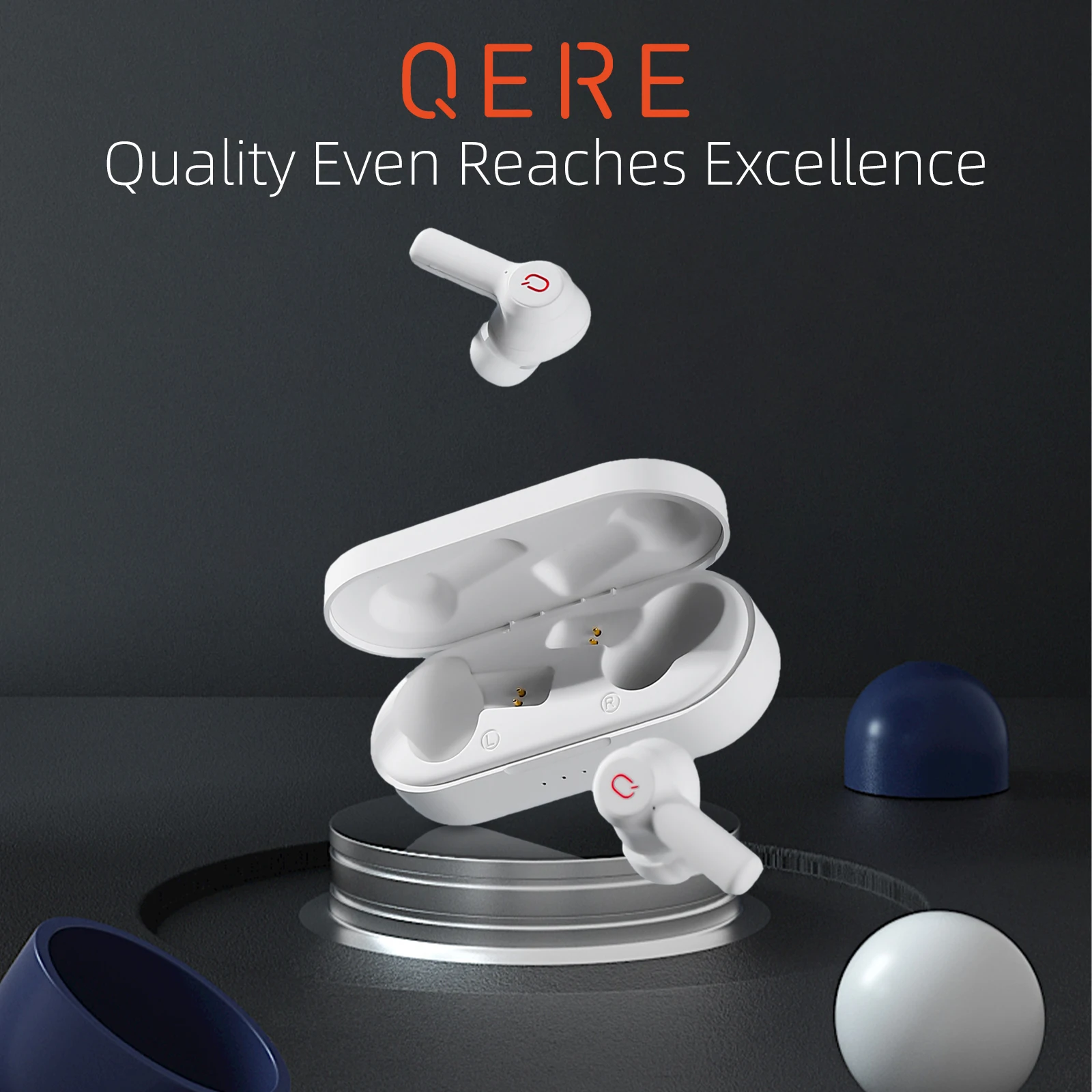 наушники Беспроводные QERE E20 TWS Bluetooth 5.3 HD HIFI наушники с микрофоном 13 мм драйвер 68 мс низкая задержка 4 микрофона + ENC вызов - купить по выгодной цене