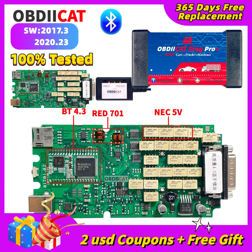 A + OBDIICAT MU BT 4,3 Multidiag MVDiag 2021,11/2020,23 генератор ключей TCS Pro новый VCI OBD2 сканер 8 кабелей диагностический инструмент для автомобиля грузовика