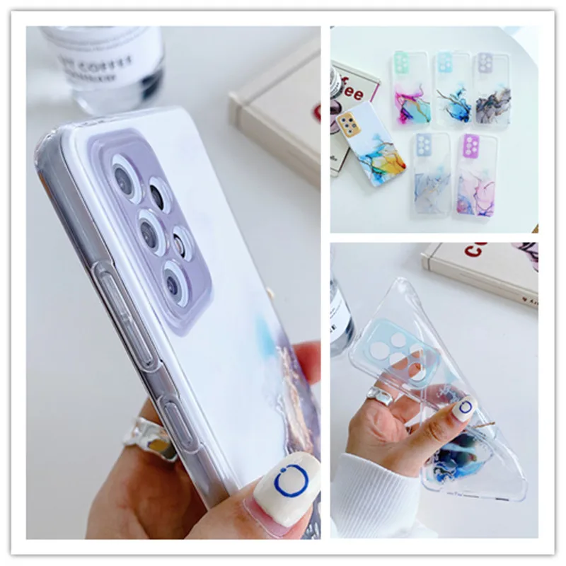 

Transparent Marbling Anti-fall Protective Phone Case Soft Shell Cover For Samsung Galaxy S22 S21 FE Plus Ultra A72 A52 A32 A225G