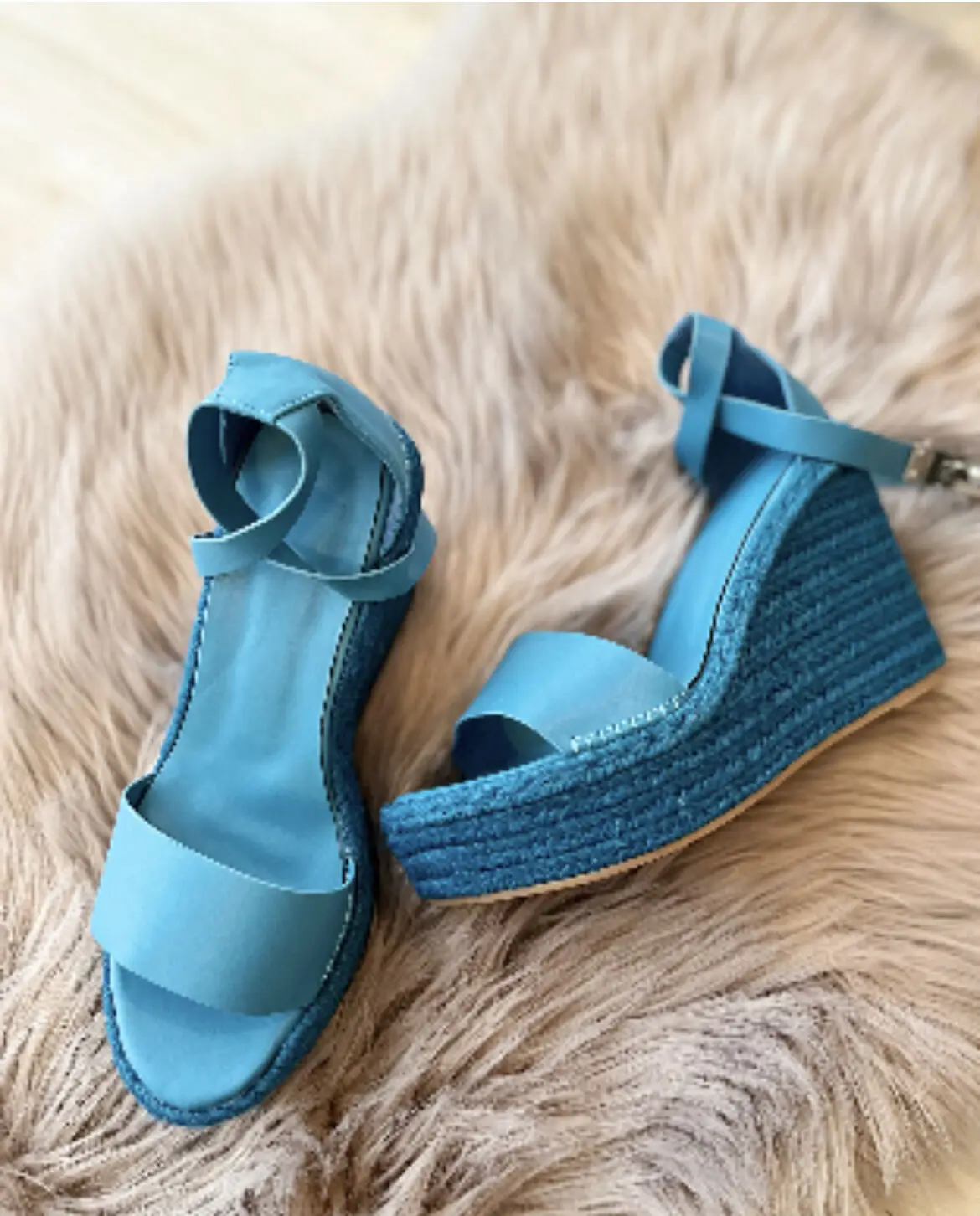 

Denim Metallic Lock Embellished Wedge Espadarille Women Platformed Ankle Strap Sandals Ladies Peep Toe Thick Sole Casual Shoes