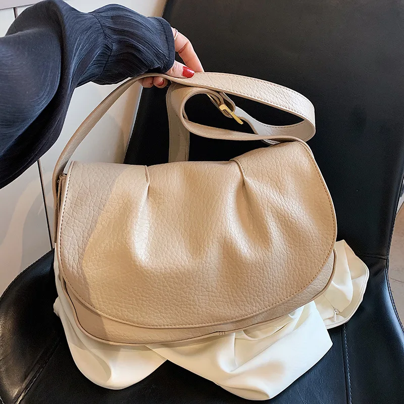 

NEW 2023 Pleated Handlebags For Women Pu Leather Clouds Bags Leisure Crossbody Bag Shopping Shoulder Bag Dumpling Handbag Female