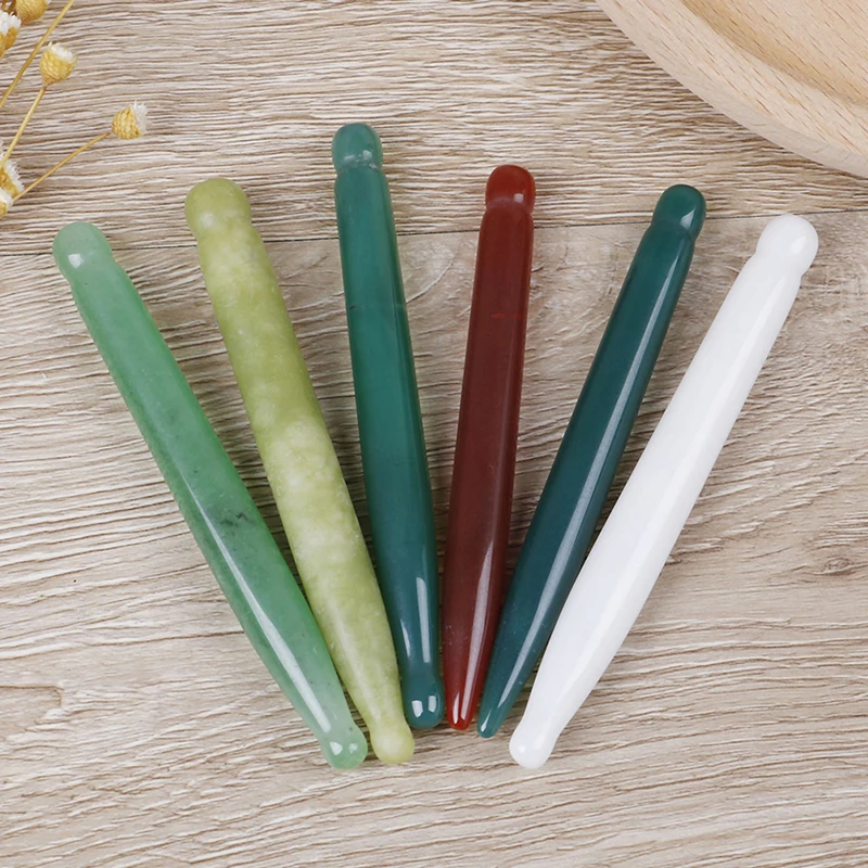 1 PC Therapy Acupuncture Point Pen Eye & Face Spa Guasha Massage Tool Natural Jade Stone Massager Pen Stress Relief
