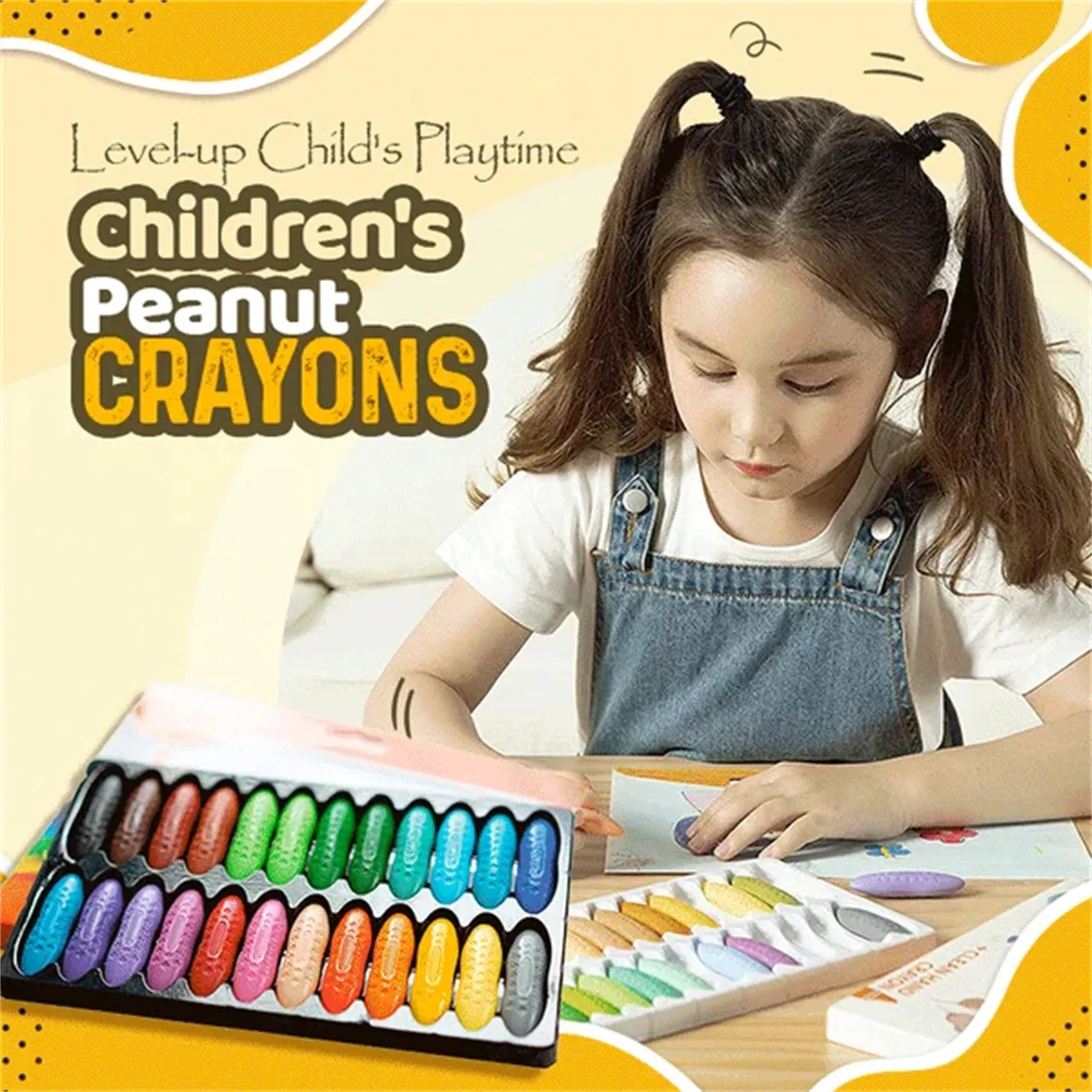 

Washable Cute Color Peanut Crayons For Children And Kids Dry Pastel Coloring Painting Marker Set Without Dirty Hands Art