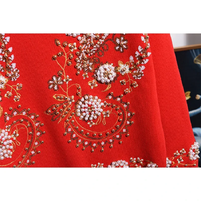 Красные вязаные спортивные костюмы женская одежда осенняя мода свободный