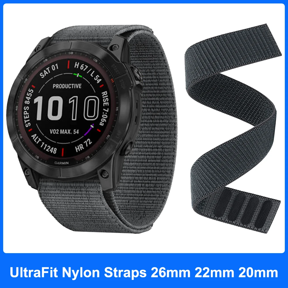 

20mm 22mm 26mm Hook & Loop Nylon Strap For Garmin Enduro Band Fenix 7X 7 7S Solar 6X 6 6S 5 5X/instinct 2 2S/MK2i Mk2S Watchband