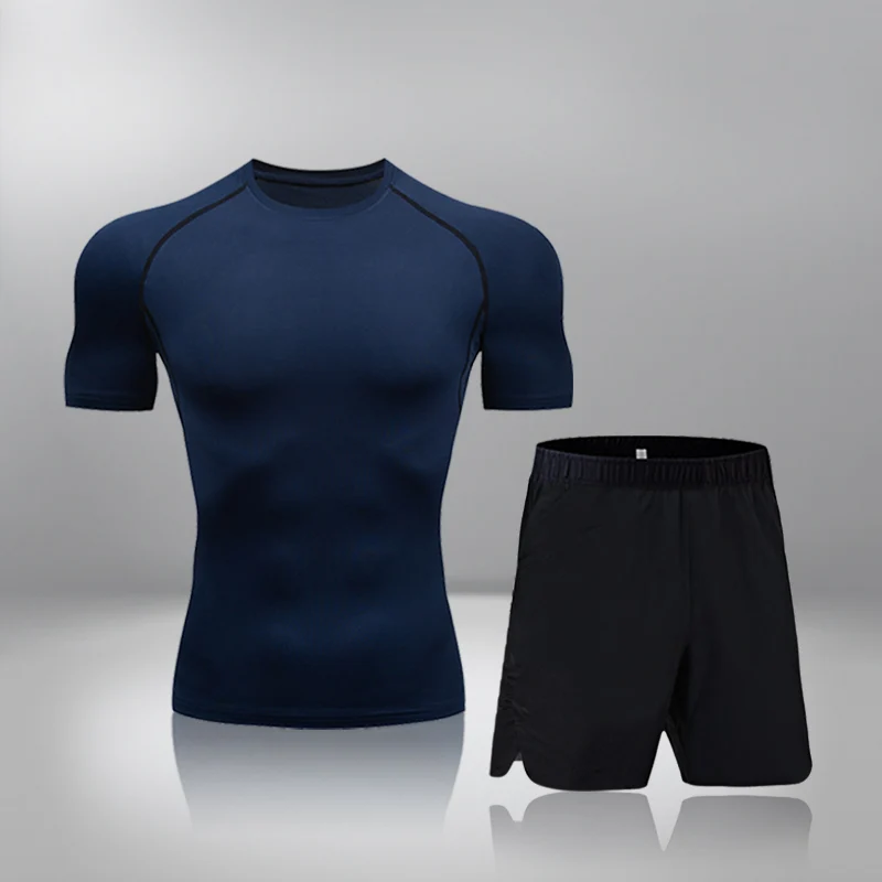 

2022 Quick Dry Sports Suits Costumes Men's Running Set Gym Fitness Shirt Clothing Summer Men Football Set Breathable Sportswear