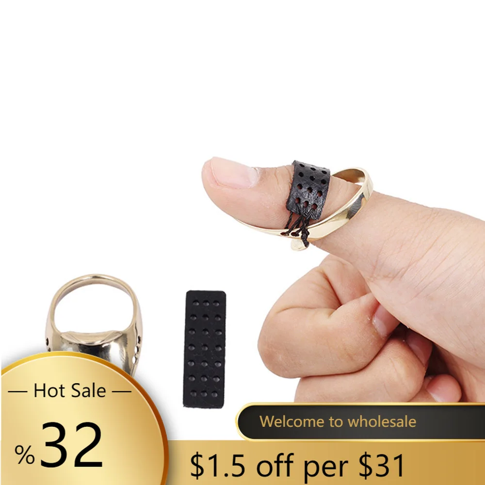 

SPG 18-22mm Archery Finger Ring Guard With Non-Slip Mat Fixed Rope Thumb Finger Archery Bow practicing Protector Accessories