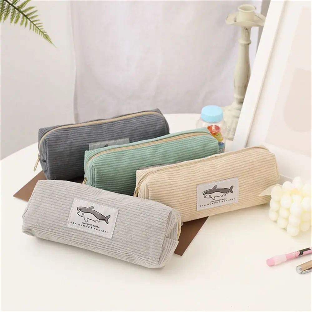 Case Corduroy Pencil Pouch Shark Pen Case