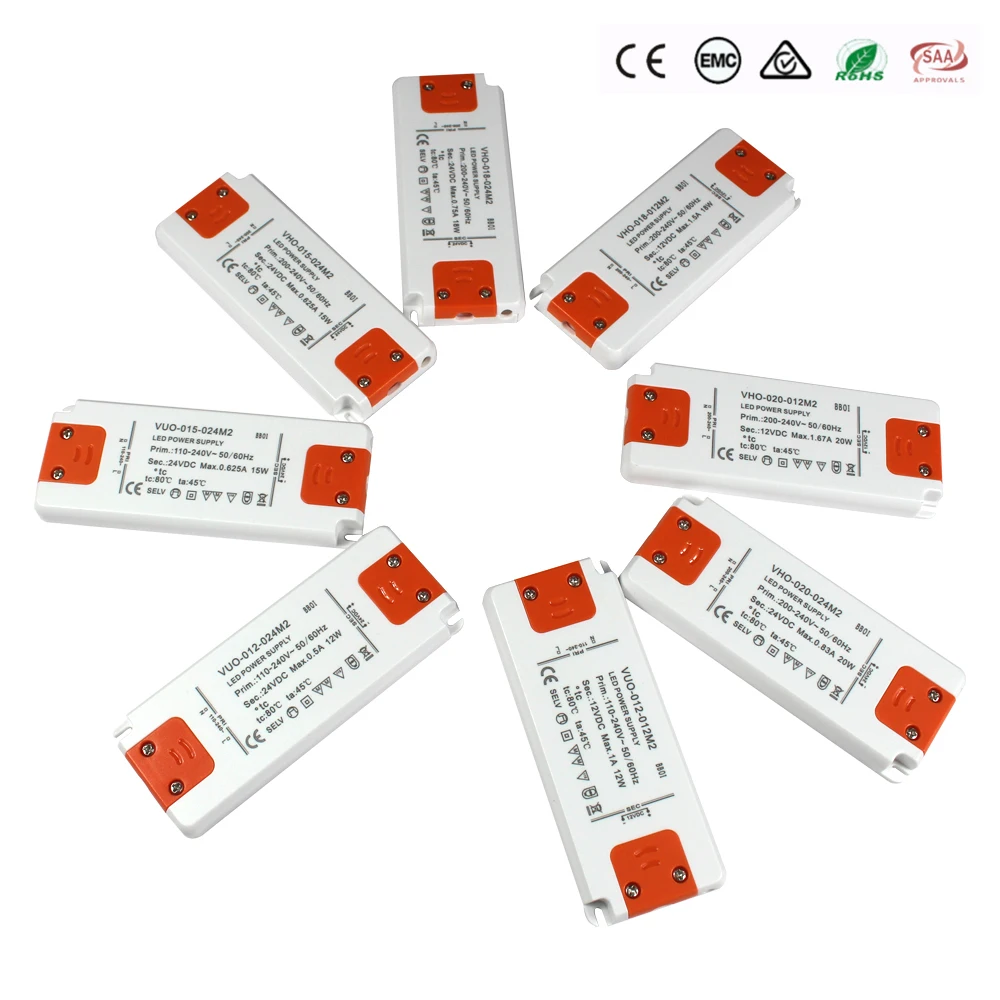 Ультратонкий светодиодный трансформатор постоянного тока 12 В 24