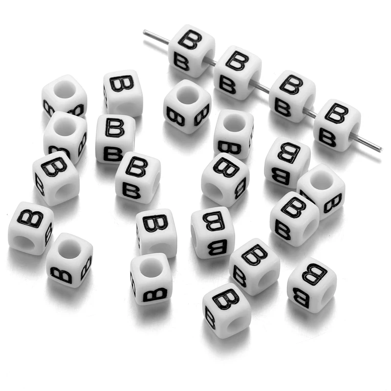 100Pcs Acrylic Letter Beads For DIY Bracelet Jewelry Making Accessories Plastic block multicolour 7*7mm W367
