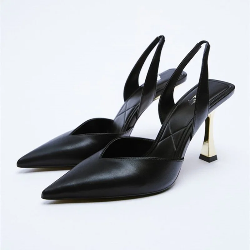 

Босоножки женские на высоком каблуке, офисные сандалии на каблуке, заостренный носок, черные, белые, 41 лето