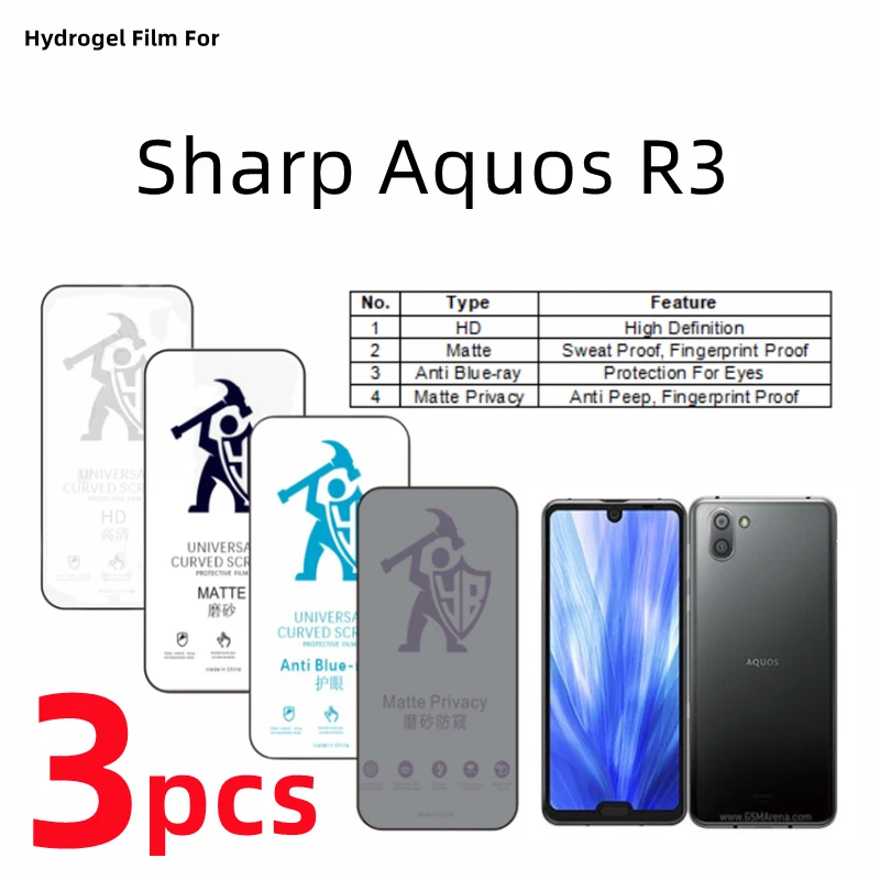 Гидрогелевая пленка для Sharp Aquos R3 3 шт. матовая защитная экрана антишпионская