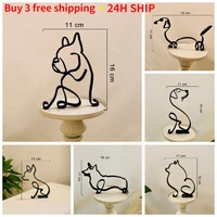 dog art sculpture simple metal dog abstract art sculpture for home party office desktop decoration cute pet dog cats gifts