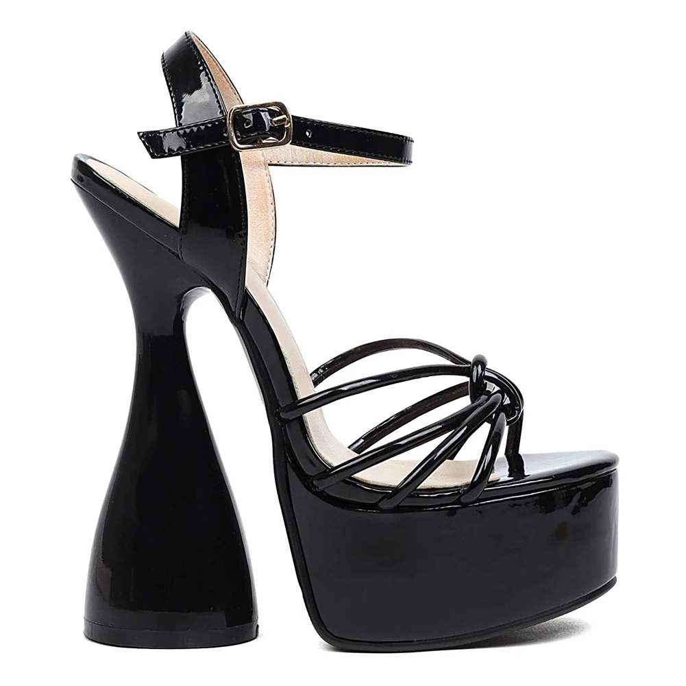 

Женские туфли на очень высоком каблуке, черные элегантные пикантные сандалии на платформе с ремешком на щиколотке, лето 2022