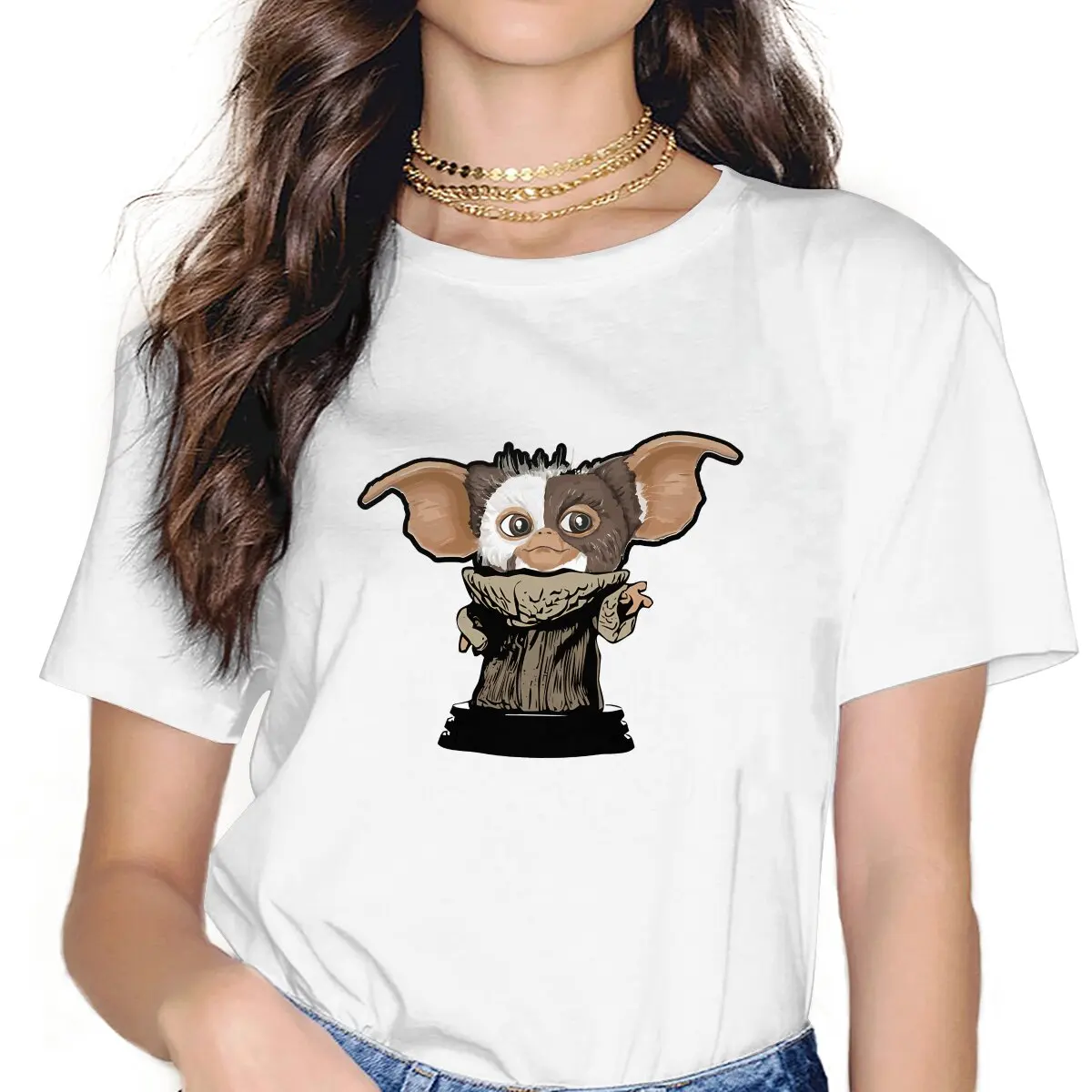 

Baby Gizmo Women's T Shirt Gremlins Thriller Movie Ladies Tees Kawaii Polyester Tops Basic Tshirt y2k Hipster
