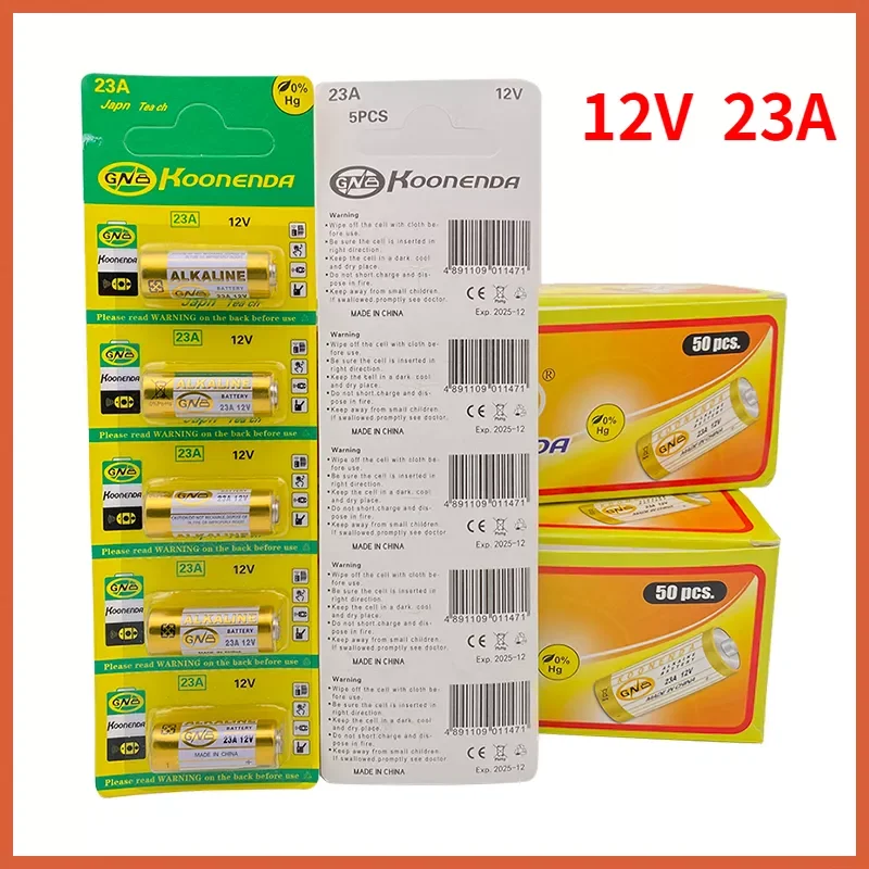 

NEW2023 5PCS/1Card 12V 23A Dry Alkaline Batteries for Doorbell,car Alarm,walkman 23GA 21/23 A23 A-23 GP23A RV08 LRV08 E23A V23GA