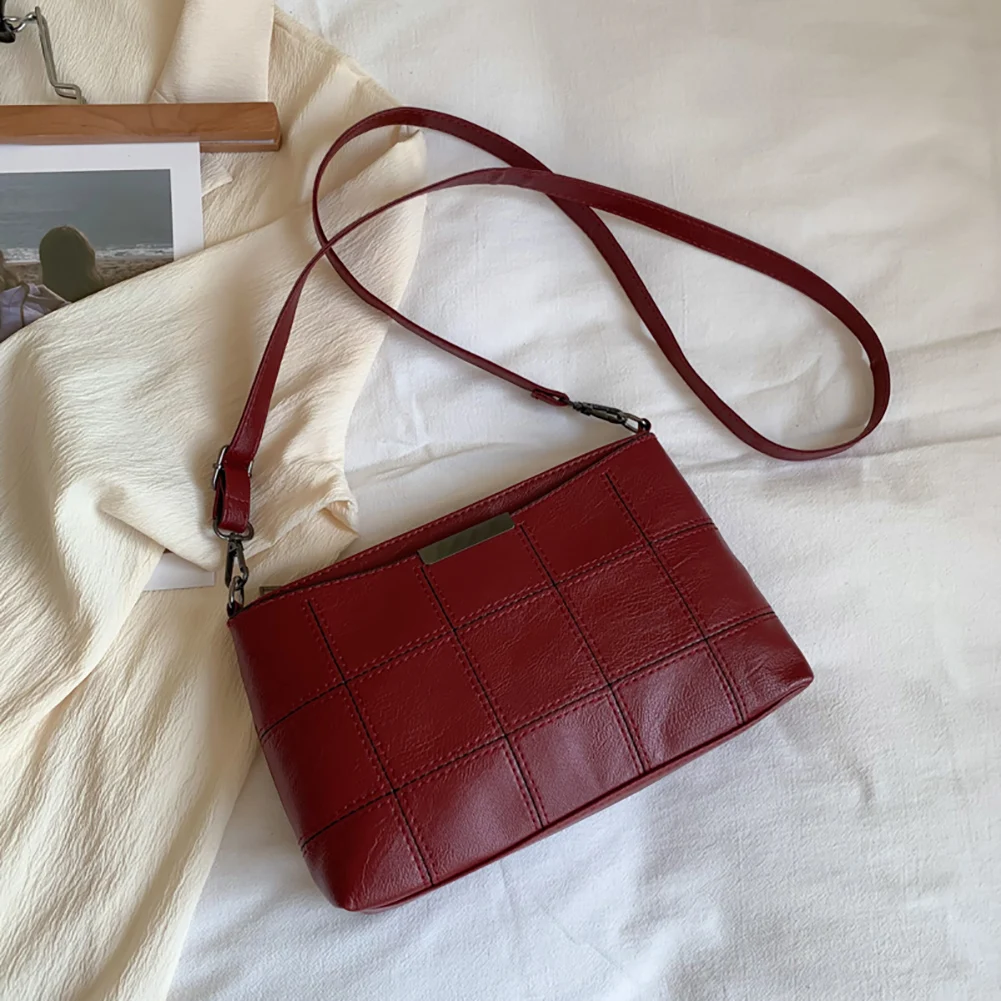 

Fashion Crossbody for Women New Luxury Soft Leather Retro Plaid Thread Handbags and Purse Messenger Bag-tote Party Beach Bags