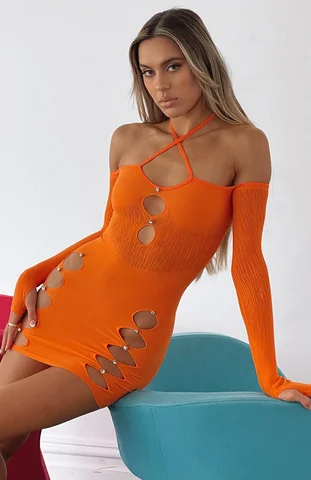 2023 Hot Sale  Summer Women's Long Sleeve Sexy Dresses Fashion Printed Long Sleeve Dress Spring Round Neck Slim Fit Bag Hip Fitt