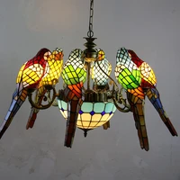 art deco tifanny parrot chandelier wrought iron lamp suspension luminaire lampen for hotel living room leisure club