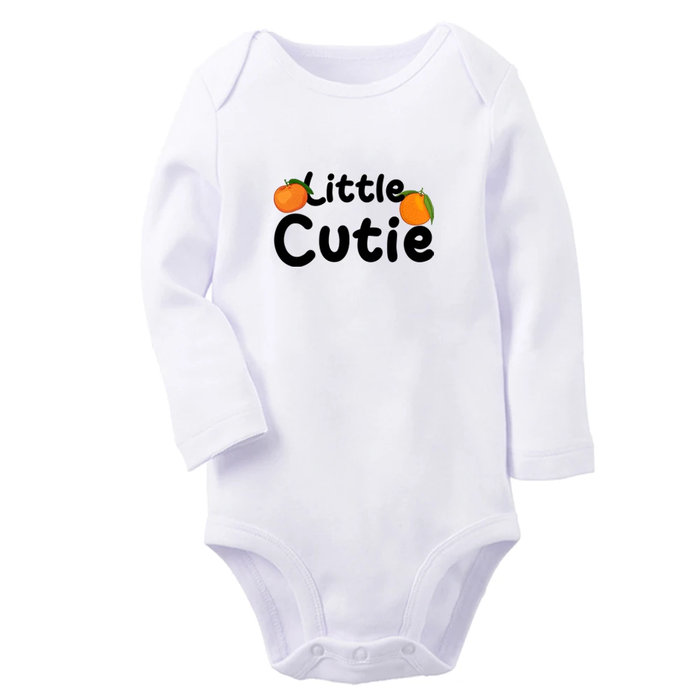 

iDzn NEW Little Cutie Fun Orange Graphic Baby Bodysuit Cute Boys Girls Rompers Infant Long Sleeves Jumpsuit Newborn Soft Clothes