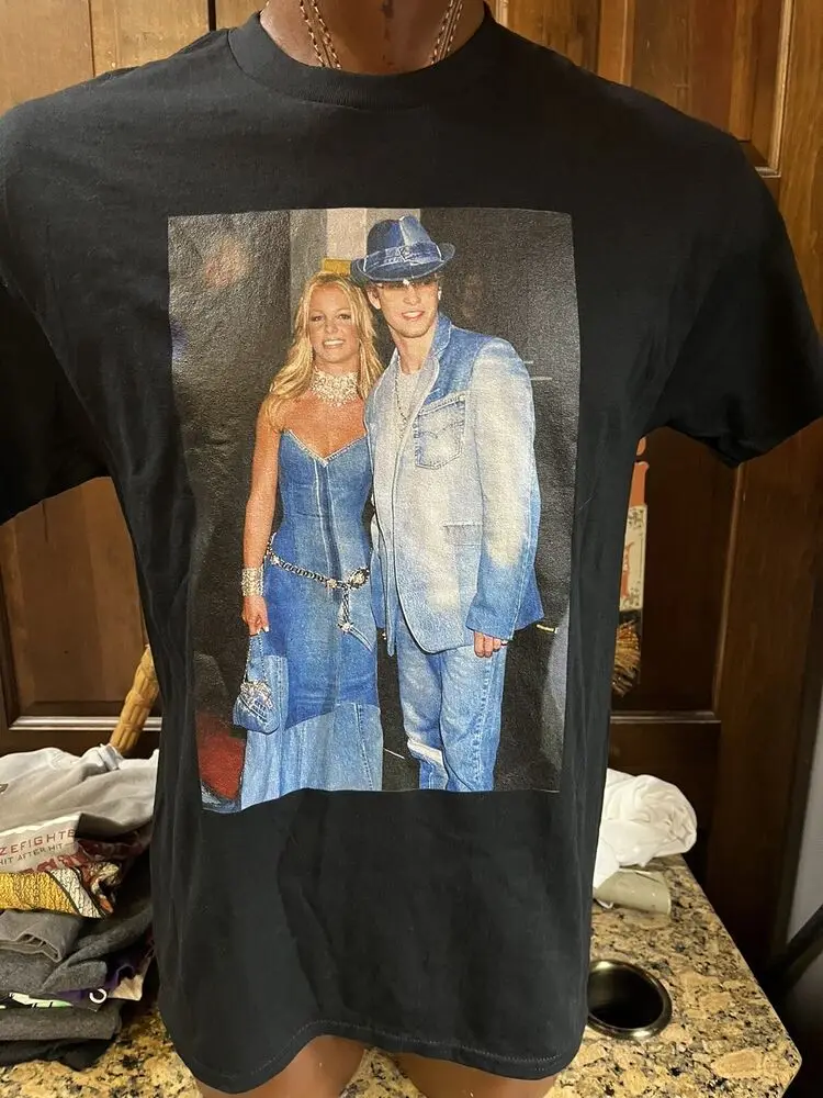 Футболка с изображением девушки Бритни Спирса и Джастина Тимберлейка хлопковая