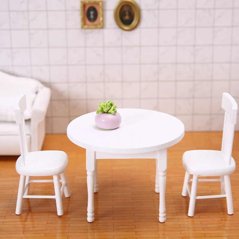 

Dollhouse Miniature Furniture Chair Model Doll House Decor Doll House Decoration Doll House White Round Table Suit