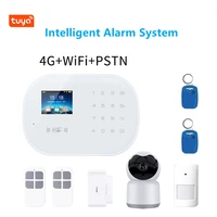 gsm burglar security alarm system w indoor camera door sensor detector tuya smart life alexa home security wifi 4g pstn connet