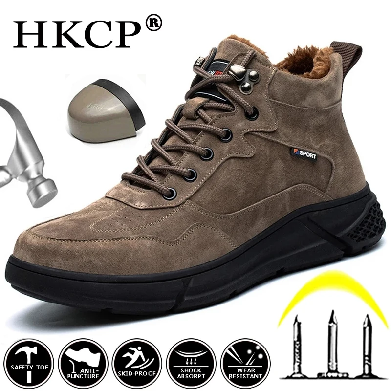 

High Quality Winter Boots Men Work Safety Boots Steel Toe Cap Industrial Shoes Anti-smash Anti-puncture Safety Shoes Work Boots