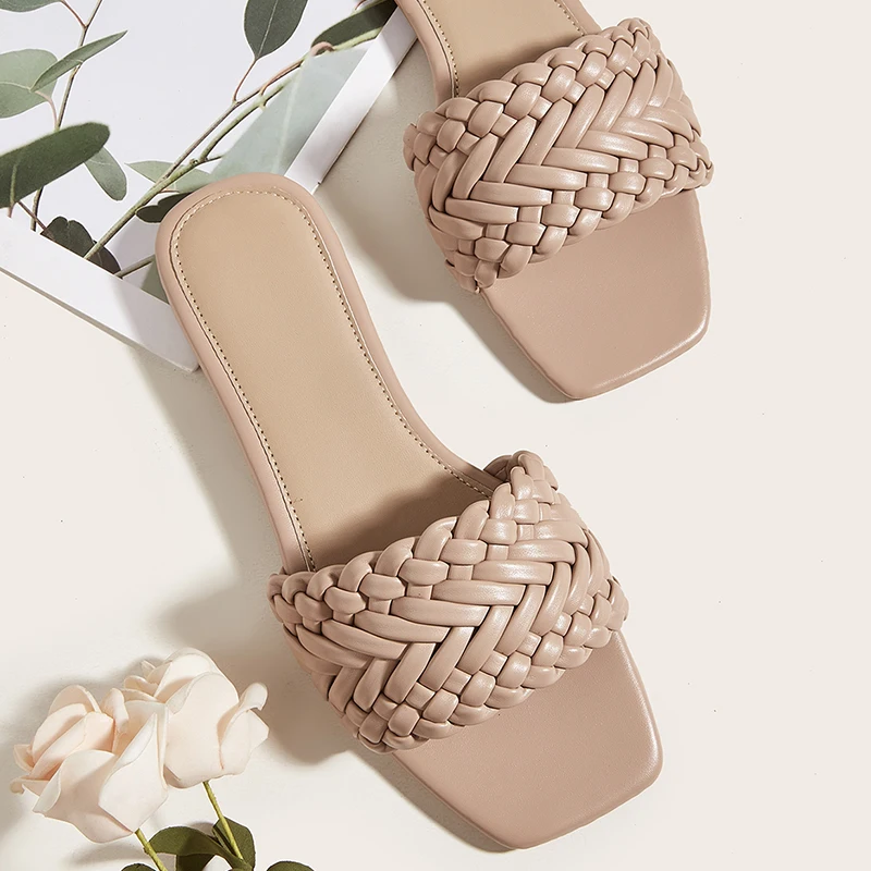 

Women Gladiator Sandals Slippers Rubber Slides Women Flip Flops Summer Weave New 2022 Casual Female Shoes Outside Beach Flats