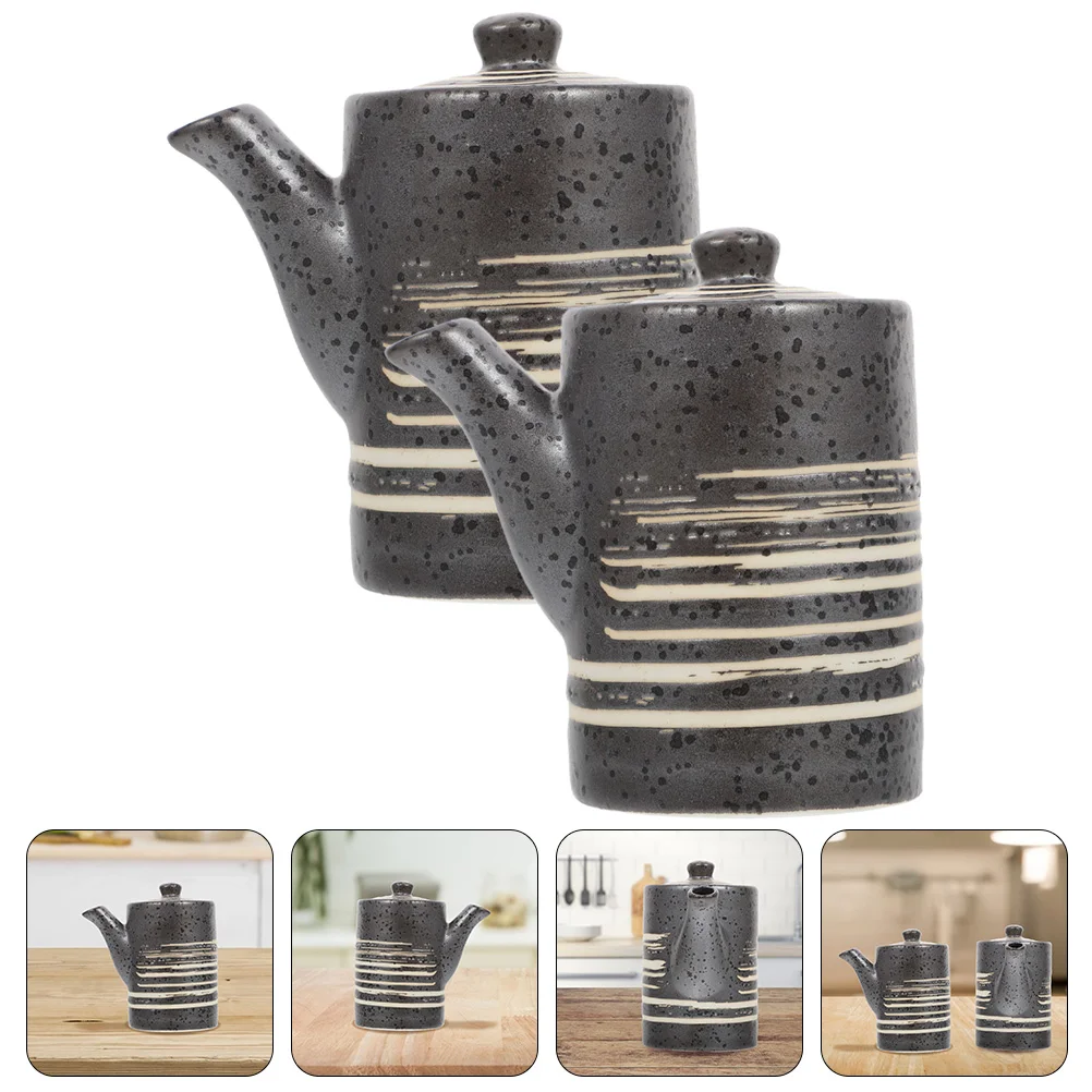 

Dispenser Sauce Oil Ceramic Soy Bottle Olive Vinegar Japanese Container Kitchen Bottles Pot Shoyu Cruet Set Syrup Lid Pourer