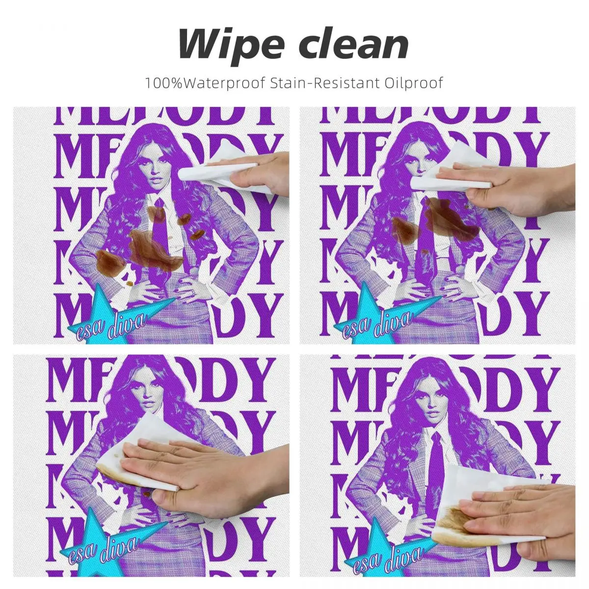 Фото Водонепроницаемая круглая скатерть Melody Esa Diva Spain Eurovision Merch, маслостойкая, для кухни, мероприятий, обеденного стола №4
