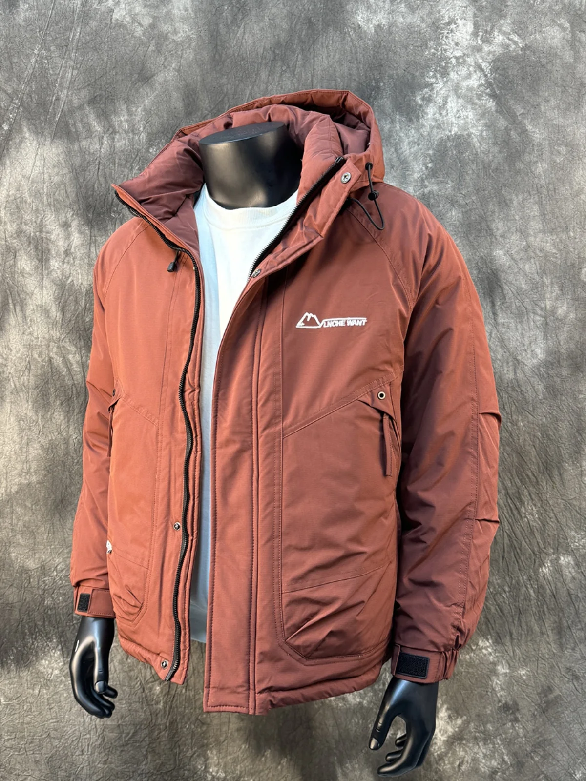 Мужская зимняя куртка-пуховик с капюшоном однотонный топ повседневная