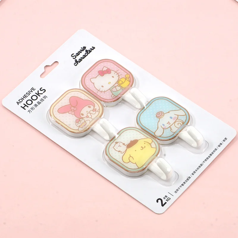 

Kawaii Sanrio Melody Square Drop Crystal Hook Cartoon Storage Wall Hanging Home Free Punch Hook Toys Hobbies Holiday Gifts
