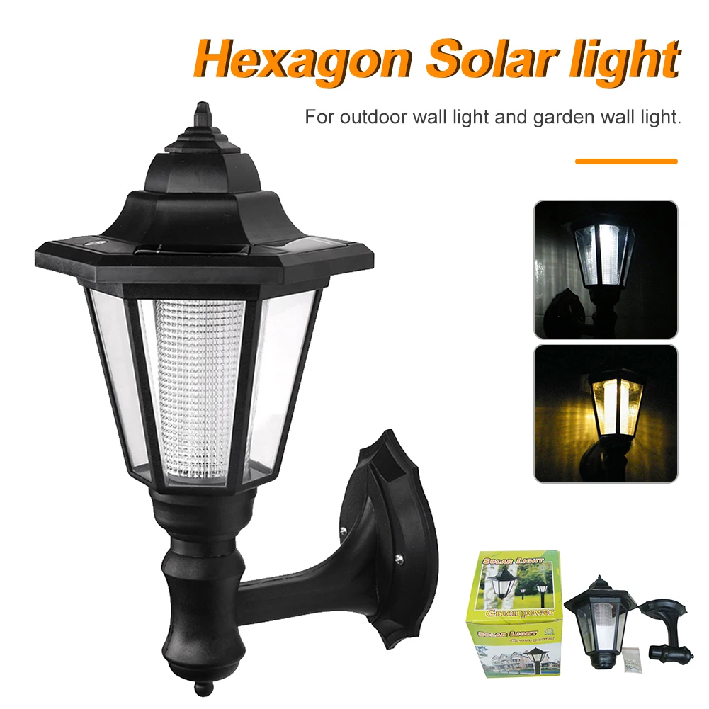 

Solar Outdoor Wall Light Hanging Solar Lights Hexagon Waterproof Wall Lantern Auto On/off Wall Sconce For Porch Patio Pathway
