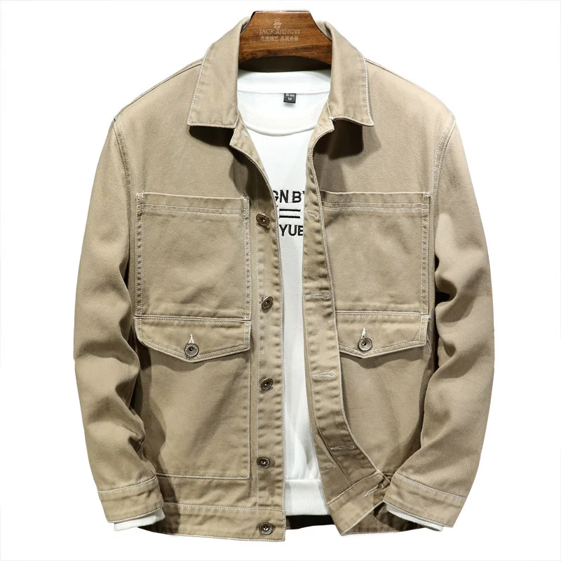 

VROKINO Fall 2023 Men's denim jacket Cotton fashion slim men's denim jacket Large size 6XL 7XL