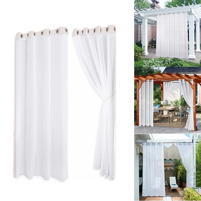 

2Pcs Outdoor Curtain For Patio Detachable For Easy Hanging Waterproof Sheer Curtain For Porch Garden Gazebo