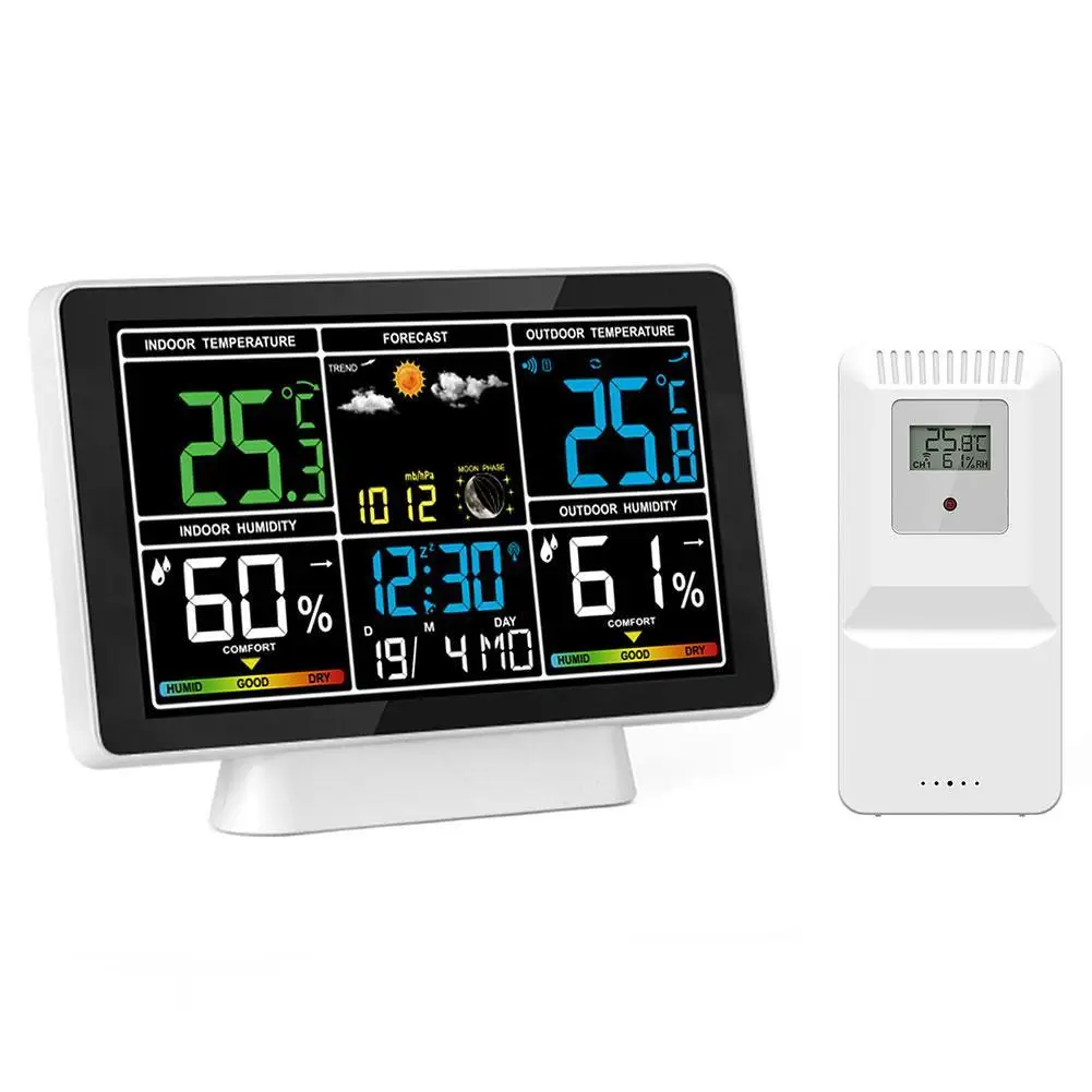 

Wireless Weather Forecast Electronic Clock Temperature Humidity Gauge Remote Sensor Multifunctional Smart Home Electronic Clock