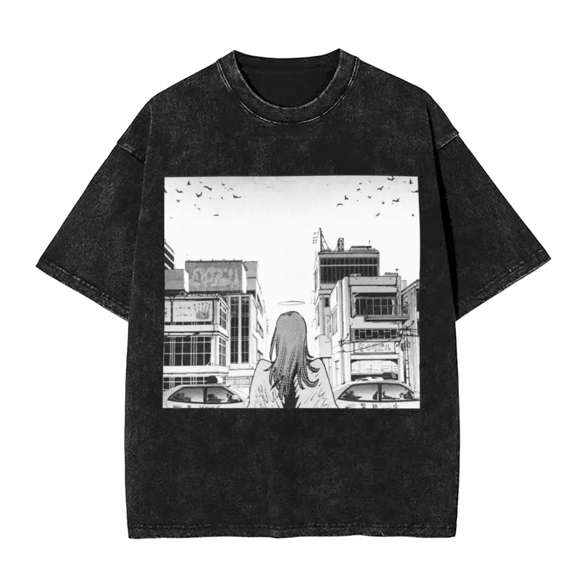 Футболка мужская оверсайз с принтом ангела и дьявола