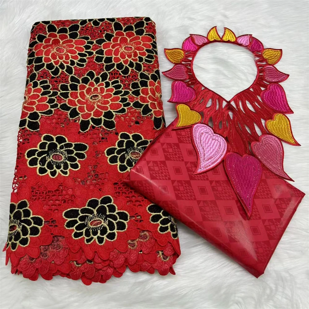 2 5 ярдов африканская кружевная ткань и простой базин шея комплект из 3 предметов